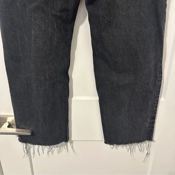 Zara Black Distressed Straight Leg Jeans Size 12 Women’s - Picture 6 of 9